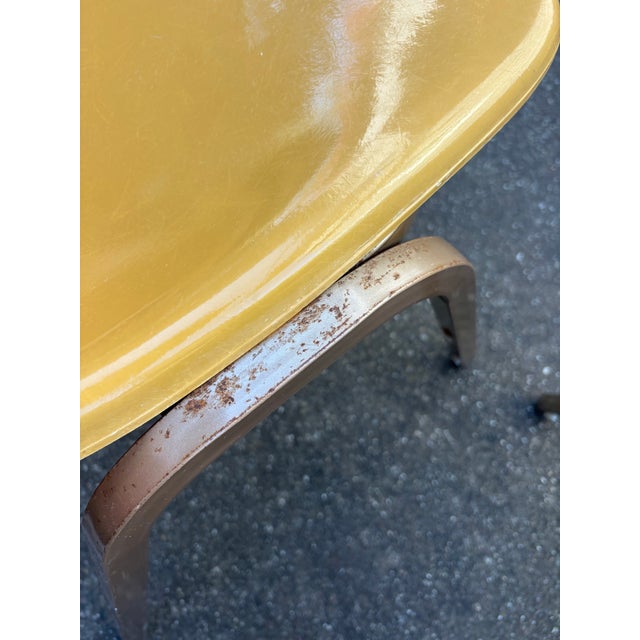 Plastic Pair of Vintage 1960s Howell Yellow Fiberglass Stacking Chairs For Sale - Image 7 of 10