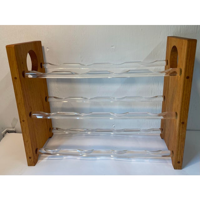 Vintage Lucite and Wood Mid Century 12 Bottle Wine Rack For Sale In Dallas - Image 6 of 6