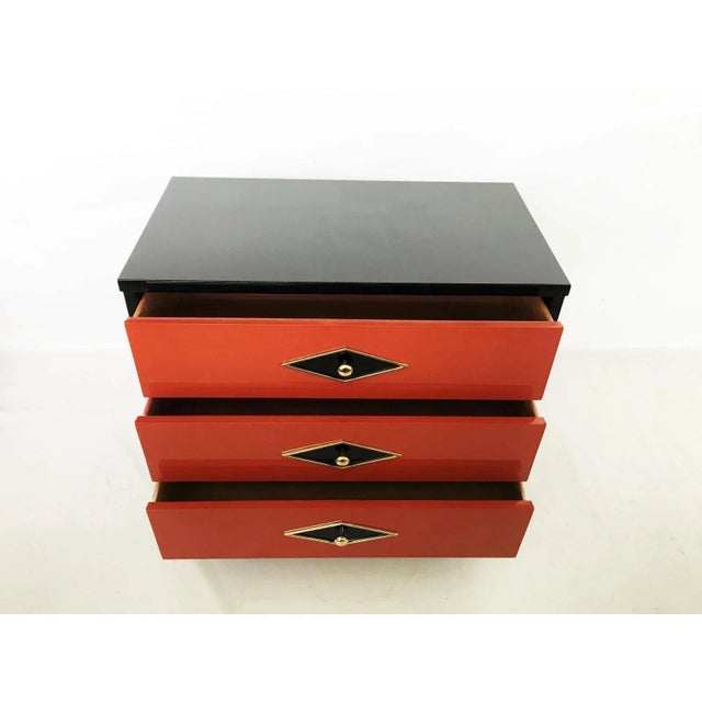 Orange Neoclassical Lacquered Chests or Commodes - A Pair For Sale - Image 8 of 10