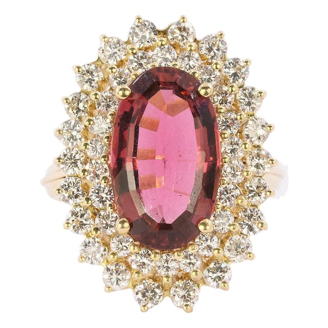 Late 20th Century 18k Rubelite Tourmaline Ring, Size 5 For Sale