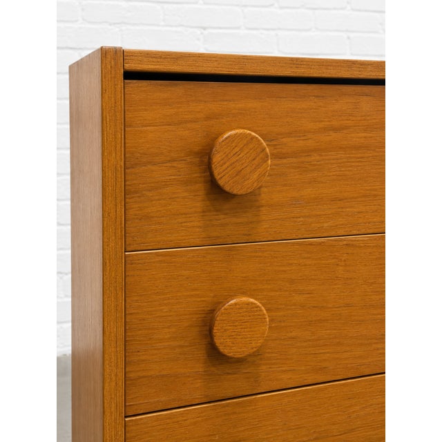 Mid Century Modern Teak Dresser | Danish Modern Chest of Drawers | Vintage Teak Nightstand With Sculptural Pulls. C. 1960’s For Sale - Image 9 of 11
