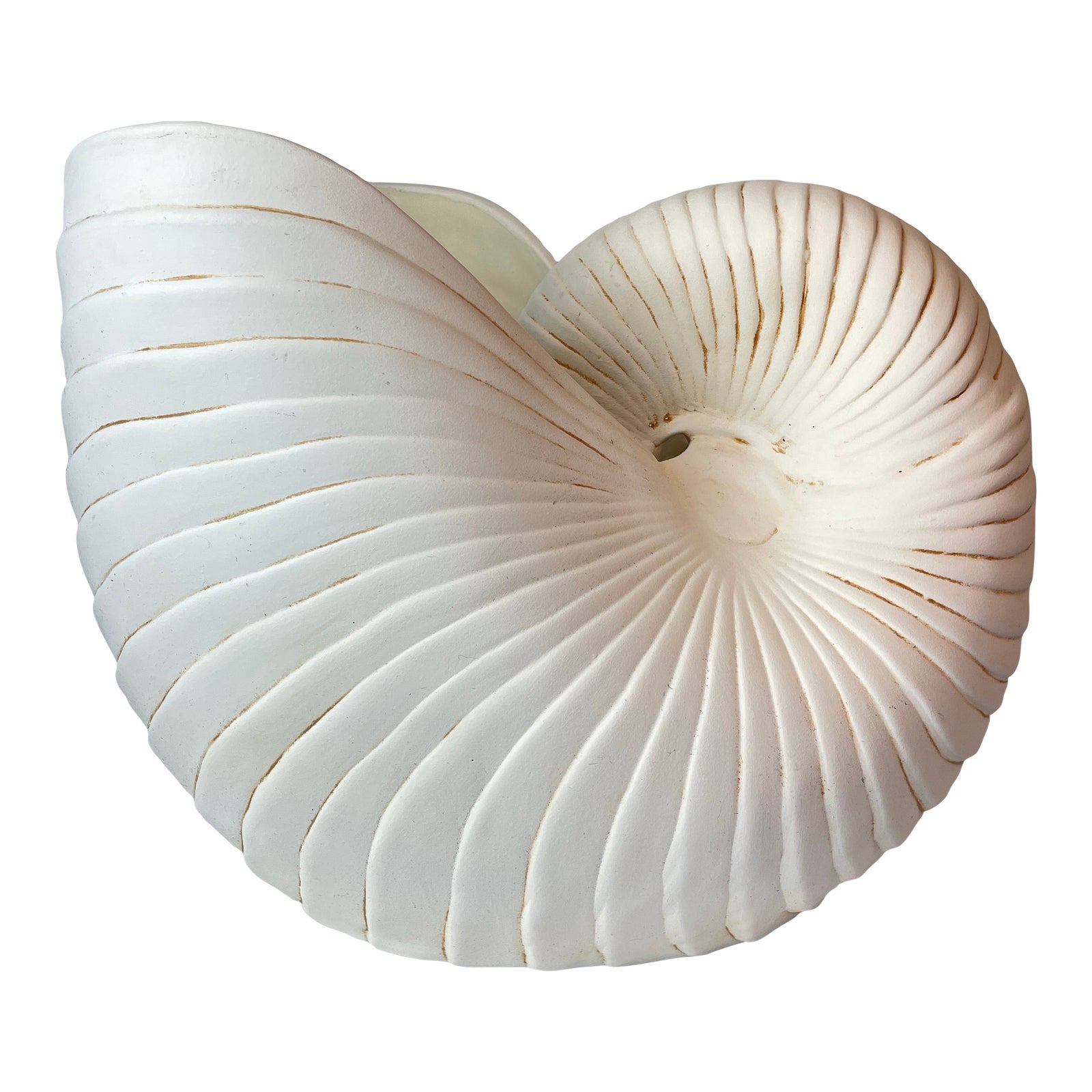 Late 20th Century Large Scale Ceramic Nautilus Shell Sculptural Vessel ...