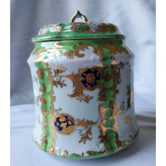 Late 19th Century Nippon Jade and Gold Porcelain Biscuit Jar For Sale - Image 12 of 12