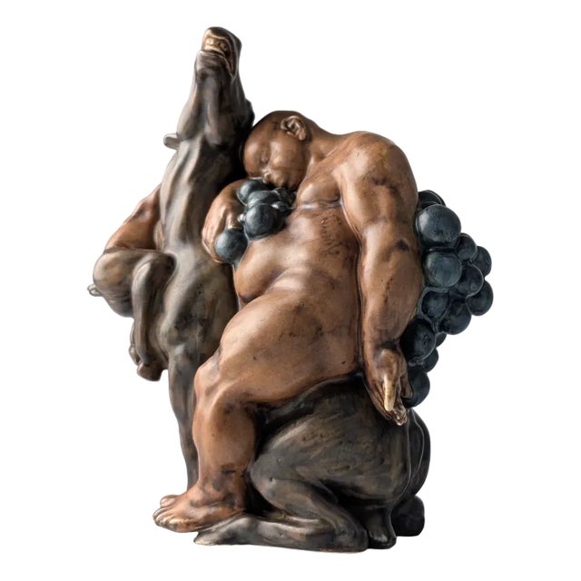 Sculpture of Bacchus and Satyr on Donkey by Kai Nielsen for Bing & Grøndahl, 1912 For Sale