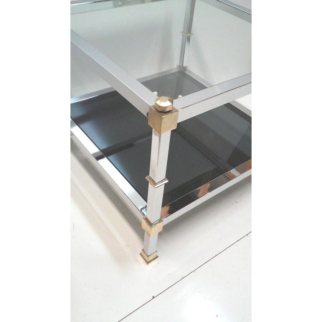 Mid-Century Modern 1980s Attributed to Maison Jansen Chrome and Glass End Tables-a Par For Sale - Image 3 of 3