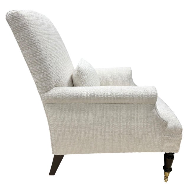2020s Pearl White Bouclé Chaise Lounge Chair With Matching Ottoman and Kidney Pillow For Sale - Image 5 of 10