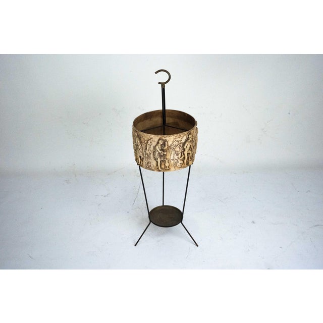 Mid-Century Umbrella Stand in Iron and Brass with Neo-Classical Relief, Italy, 1950s For Sale - Image 4 of 10