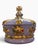 Victorian Vintage 1972 Purple & Gold Jeweled Crown Lidded Ceramic Jar For Sale - Image 3 of 8