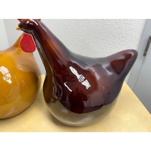 Burgundy Catherine Hunter French "Les Poules" Ceramic Chickens, Set of Five For Sale - Image 8 of 12