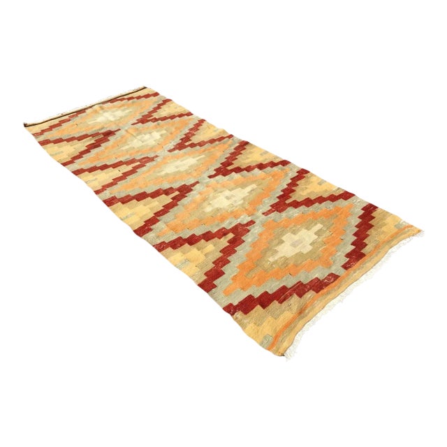 Vintage Turkish Kilim Runner - 43" X 97" For Sale