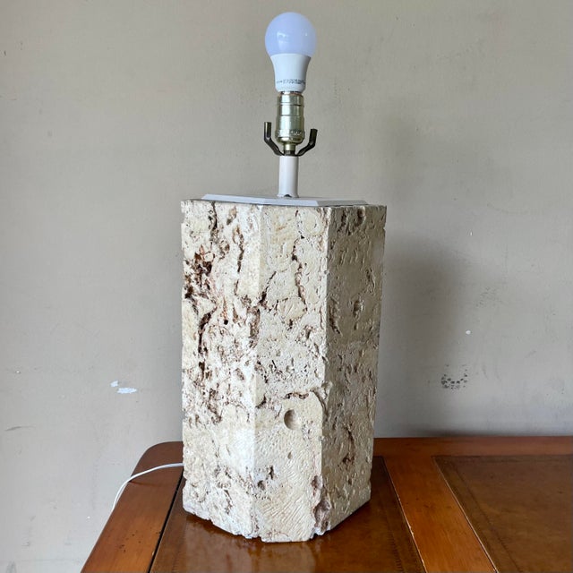 Vintage 1980s Coastal Coral Stone Table Lamp For Sale - Image 9 of 9