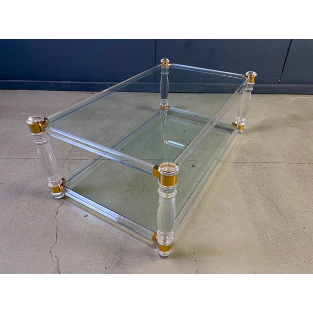 Vintage Acrylic and Brass Coffee Table, 1970s For Sale - Image 6 of 11