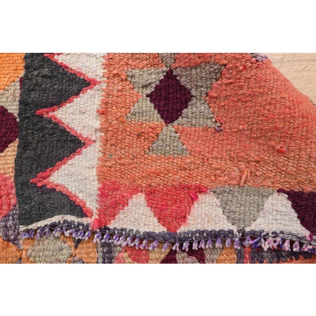 Textile 1970s Vintage Handmade Wool Cotton Pink Runner Rug For Sale - Image 7 of 11