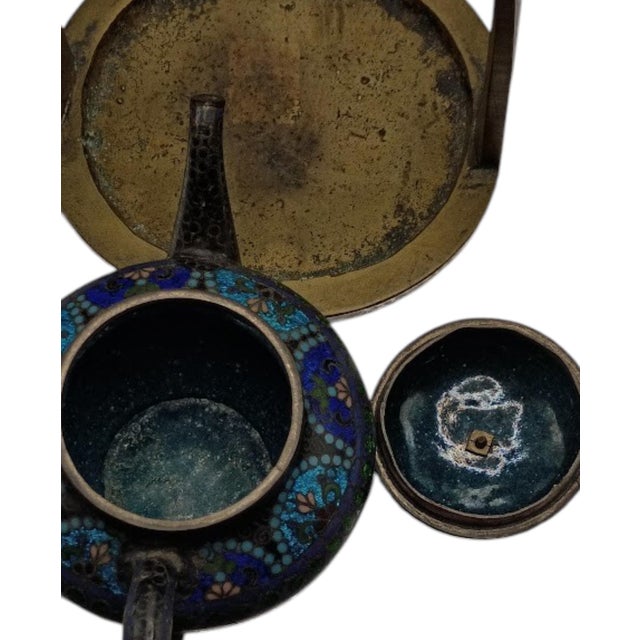 Chinoiserie Early 20th Century Chinese Cloisonné Enamel Teapot in Architectural Display Frame, Circa 1900–1940 For Sale - Image 3 of 6