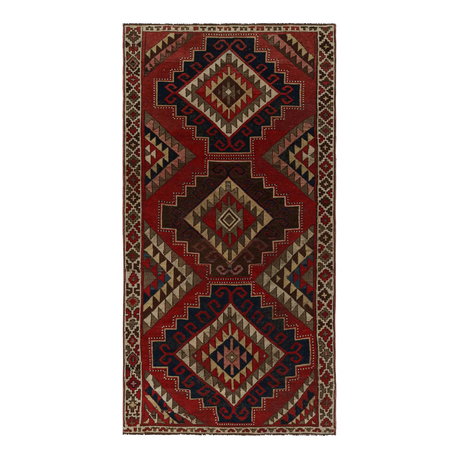 1970s Vintage Turkish Rug With All-Over Geometric Patterns