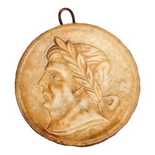 Marble Roman Emperor Neoclassical Antique Grand Tour Italian Plaque Medallion Sculpture For Sale