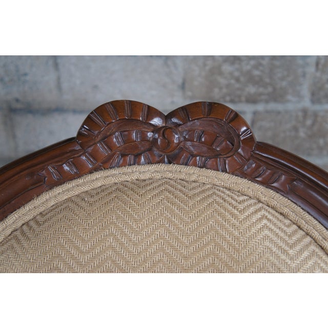 Late 20th Century Baker McMillen French Louis XVI Neoclassical Ribbon Fauteuil Balloon Back Chair For Sale - Image 14 of 15