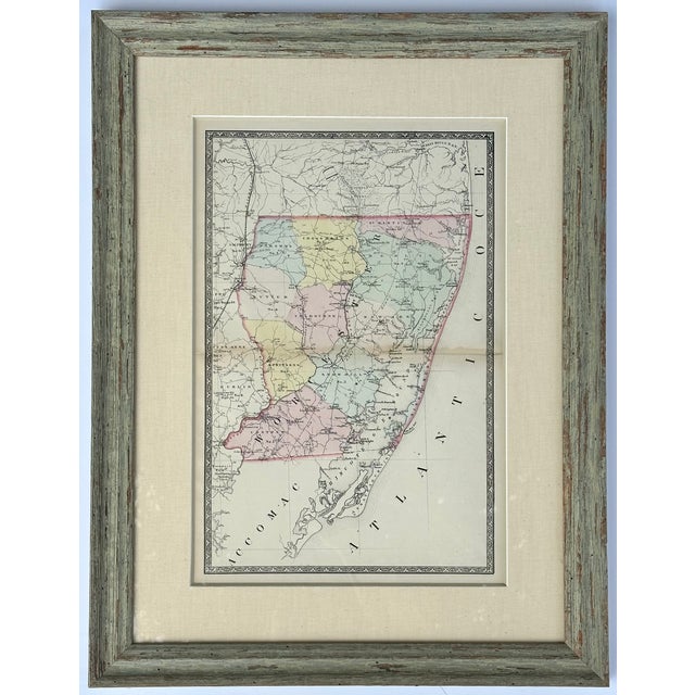 Coastal Maryland (Berlin, Assateague, Isle of Wight), Original Map of Worcester County, 1873 (Framed) For Sale - Image 3 of 3