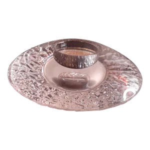 1980s Orrefors Sweden Spaceship Disc Single Candle Holder