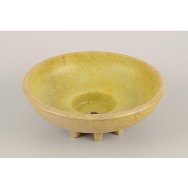 A. D. Copier (1901-1991), dutch ceramicist. Ceramic flower pot. Glaze in yellow-green hues. Industrial design. 1930/40s....