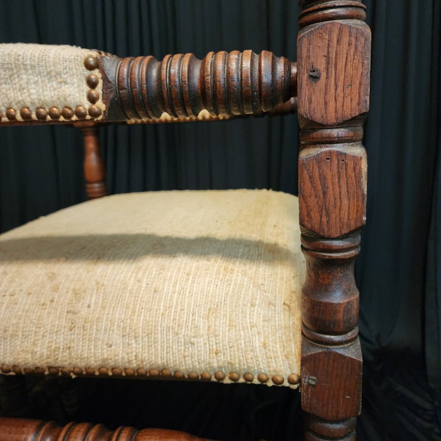 Chestnut 19th Century Antique Throne Armchair- Jacobean Style For Sale - Image 8 of 12