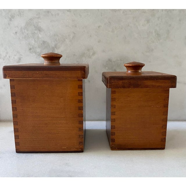 Brown Vintage Woodcroftery Coffee and Tea Canister Set For Sale - Image 8 of 12