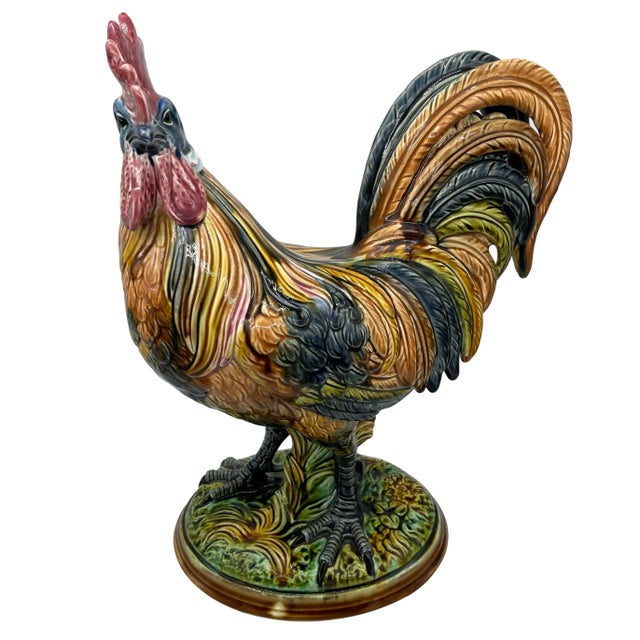 German Majolica Figural Rooster by Riedel Von Riedelstein, Dallwitz, Ca. 1885 For Sale - Image 13 of 13