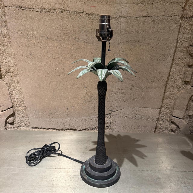 Hollywood Regency Style Maitland Smith Palm Tree Table Lamp Faux Bronze, 1980s For Sale - Image 10 of 10
