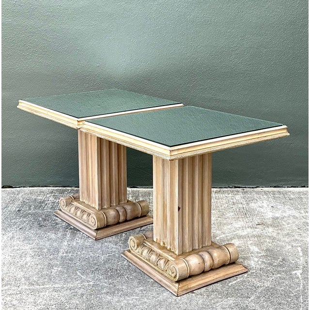 Mid 20th Century Vintage John Stuart Carved Column Side Tables After T. H. Robsjohn Gibbings - A Pair For Sale - Image 5 of 12