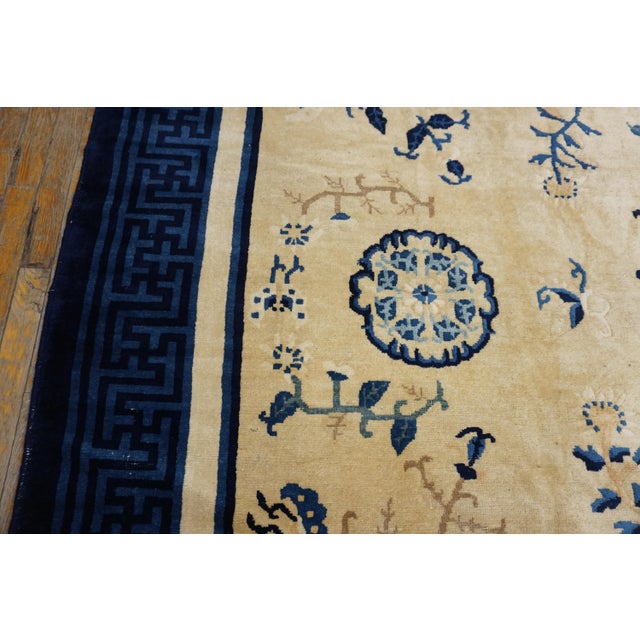 1900s Beige Ground Six Asymmetric Knots Chinoiserie Antique Chinese Peking Rug For Sale - Image 10 of 14