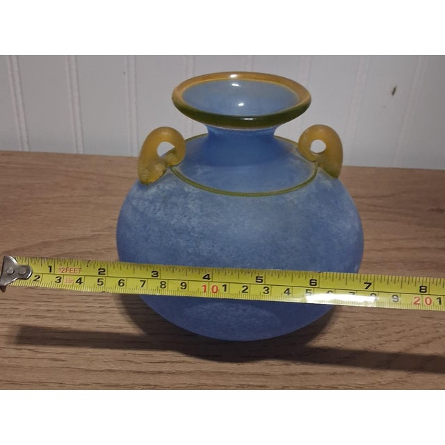 Glass 1980s Signed Franco Moretti Murano Scavo Hand Blown Glass Vase Signed For Sale - Image 7 of 7