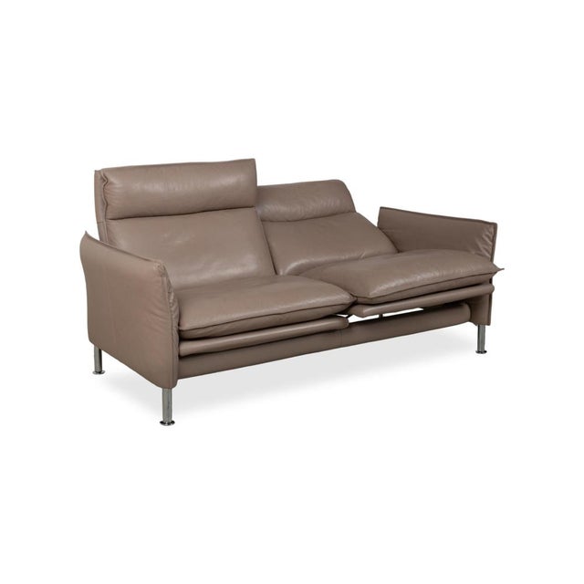 Brown Taupe Porto Leather Armchairs and Ottoman with Manual Function from Erpo, Set of 4 For Sale - Image 11 of 18