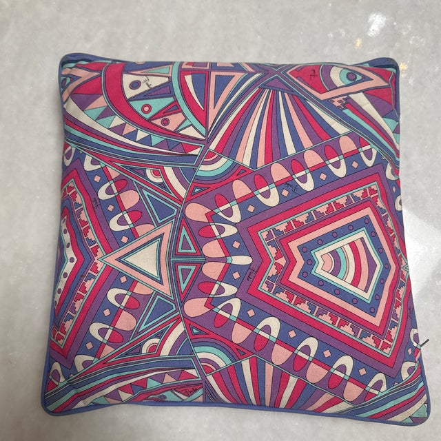 Design Plus Gallery presents a Kaleidoscope Throw Pillow from Emilio Pucci. The design has a geometric print on cotton...