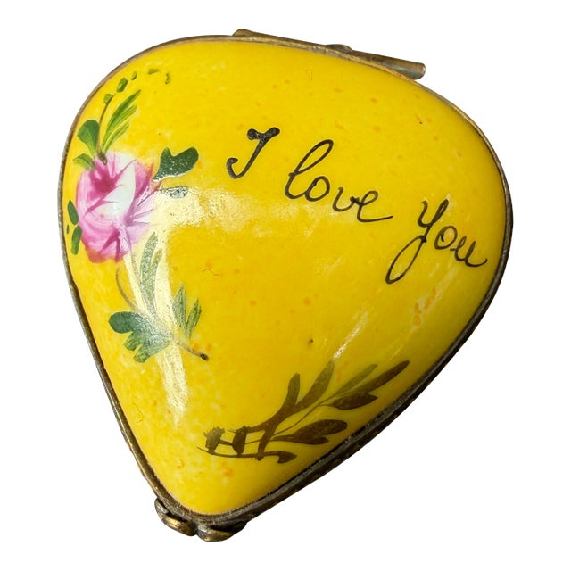 1980s French Limoges I Love You Heart Trinket Box For Sale