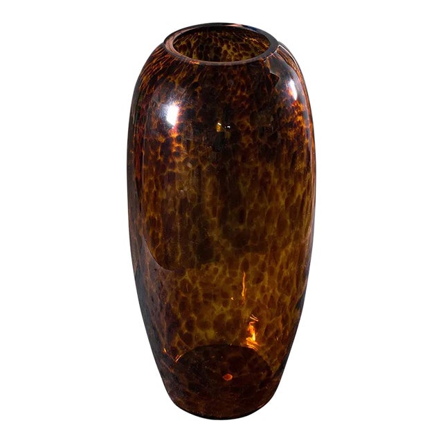 1970s Modern Tall Vintage Amber Vase, Italian, Art Glass, Flower Sleeve, Decorative For Sale