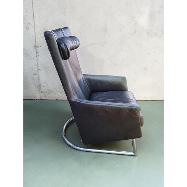 Mid-Century Modern Modern Leather Lounge Chair with Steel Base from Montis, Netherlands, 1970s For Sale - Image 3 of 9