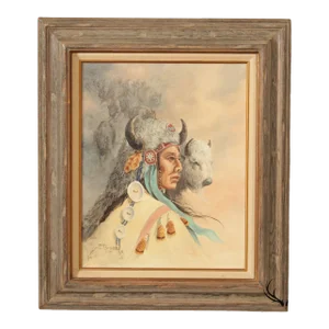 Mary Selfridge 'Spirit of the Buffalo' Original Oil Painting, Custom Framed