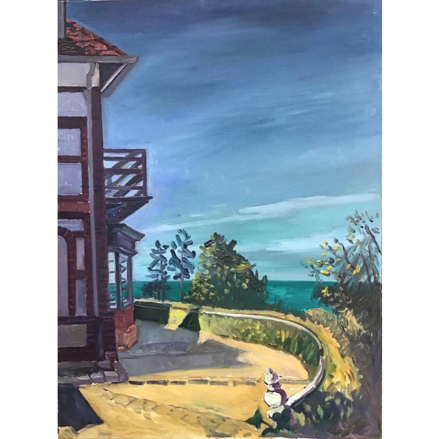 Surrealistic Oil Painting of a Villa in the North of France For Sale - Image 4 of 5