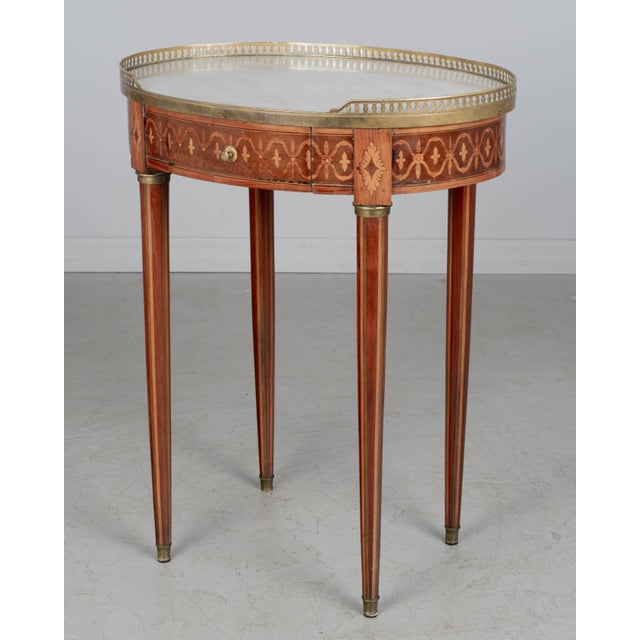 French 19th Century Louis XVI Style Oval Marquetry Gueridon Table For Sale - Image 3 of 11