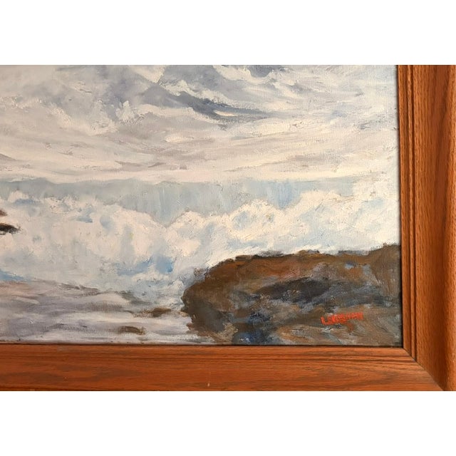 Large Mid Century Coastal Waters Oil on Canvas Painting, Signed - Sourced in Maine For Sale - Image 4 of 8