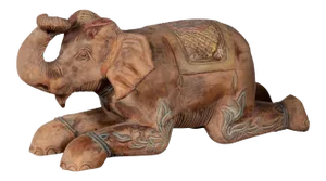 Vintage Thai Hand Carved & Painted Elephant Sculptures from Chiang Mai