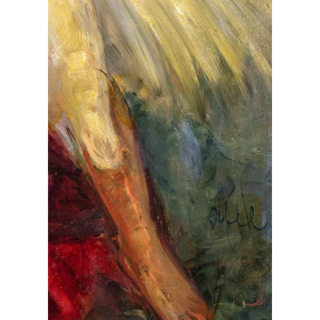 Modern Antonio Feltrinelli, Model with Swan, Oil Painting, 1930s For Sale - Image 3 of 4