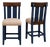 Late 20th Century Set of 2 Counter Height Stools – Deep Navy Blue Finish With Upholstered Seats & Nailhead Trim For Sale