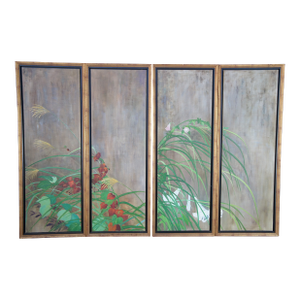 Summer Rain After Saikai Hoitsu Contemporary School Oil Painting Folding Screen