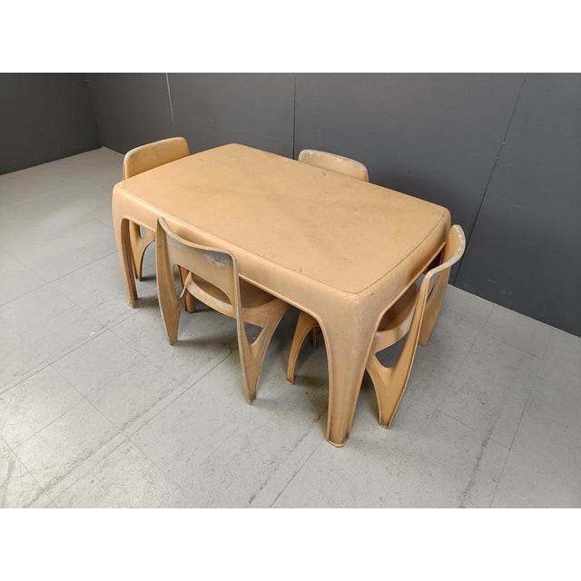 German Dining Set with Fiberglass by Preben Fabricius for Interplast, 1970s, Set of 5 For Sale - Image 3 of 14