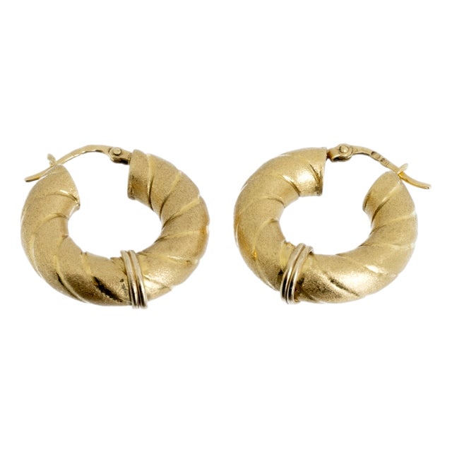 Hoop Earrings in 19.2K Gold, Set of 2 For Sale