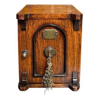 Antique Oak Humidor Lock Box For Sale