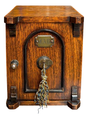 Antique Oak Humidor Lock Box