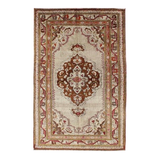 Classic Design, Intricate Antique Oushak With Fine Weave & Great Wool For Sale