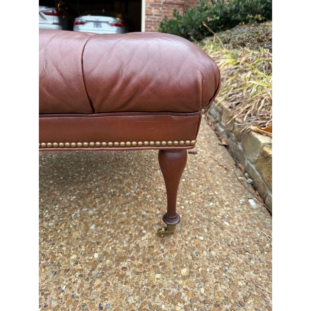 Late 20th Century Leather Tufted Ottoman by Charles Stewart For Sale - Image 5 of 8